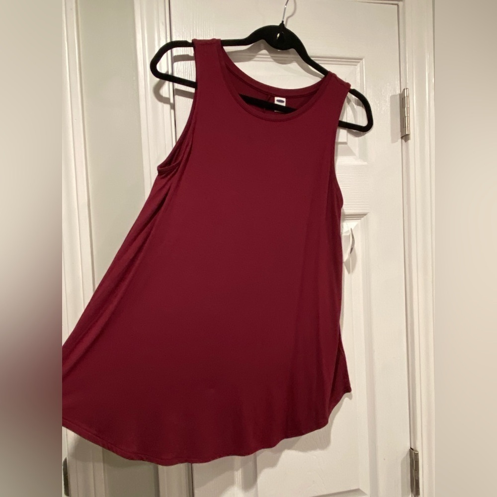 NWT Old Navy Luxe Size M Burgundy Scoop Neck Soft Flowy Stretch Tunic Tank Top - Picture 4 of 11